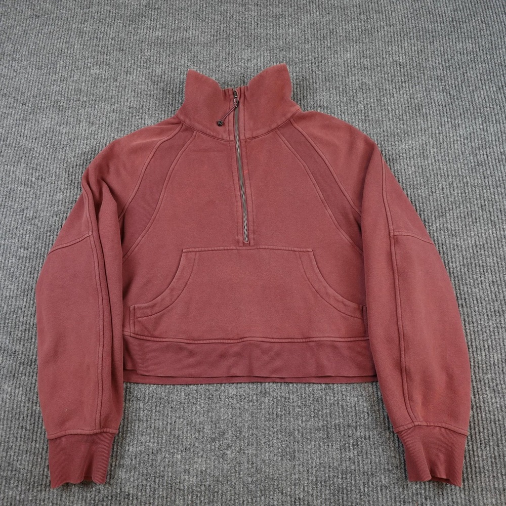 Lululemon Scuba Oversized Funnel Neck Sweatshirt Womens M/L Red 1/2 Zip 13428